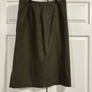 Vintage Classic Harve Benard Long Wool A-Line Skirt in Olive